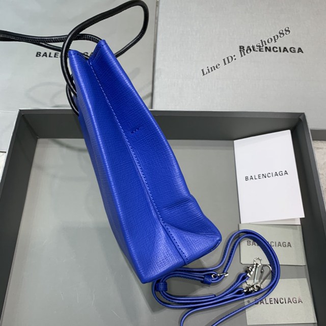 Balenciaga專櫃爆款小牛皮手提托特包 巴黎世家牙籤紋藍色小號方形購物包 fyj1680